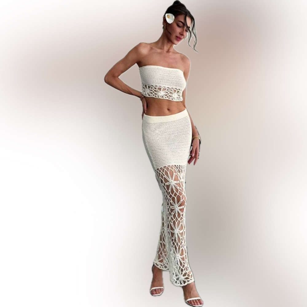 Crochet two piece skirt set